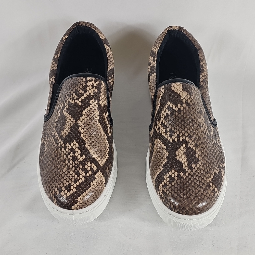Brown Snake Print Slip-On Sneakers